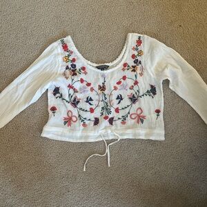 Embroidered White Floral Top
